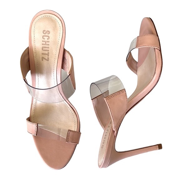 LN Rare Schutz Adinna Rose Blush Pink Clear Vinyl Strappy Sandals Heels - 6.5 - Picture 6 of 16